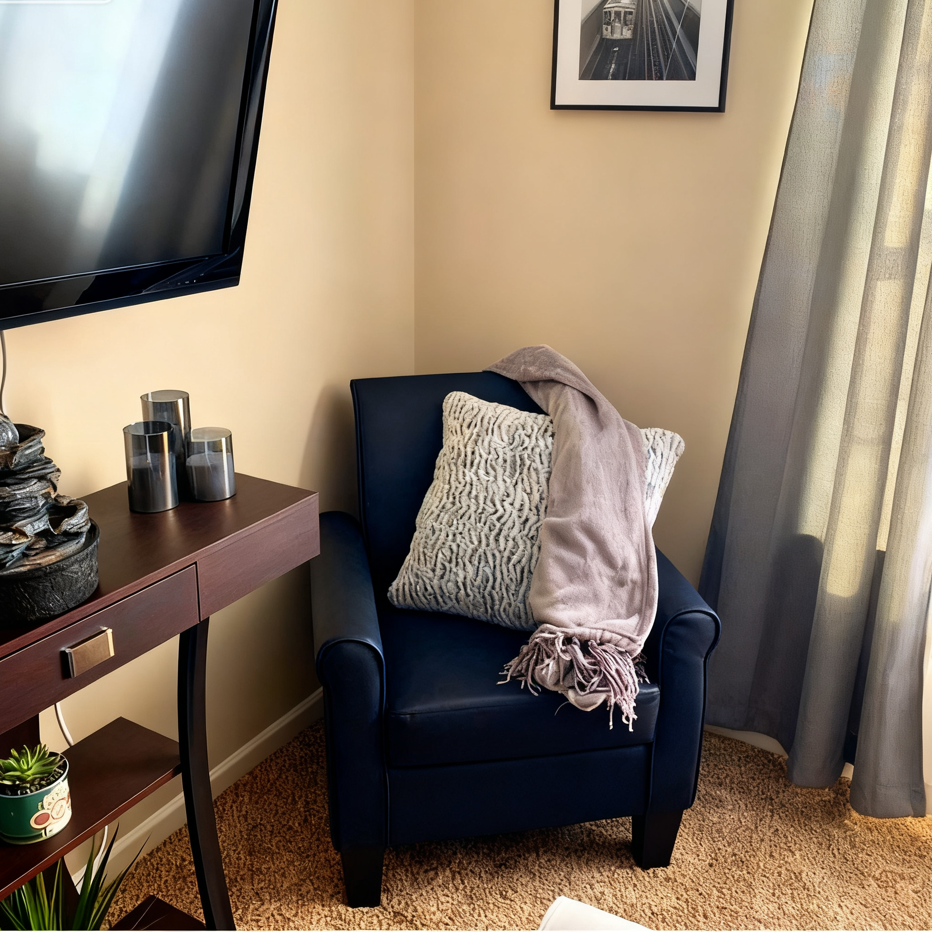 Black Modern Faux Leather Accent Chair in the small spaces