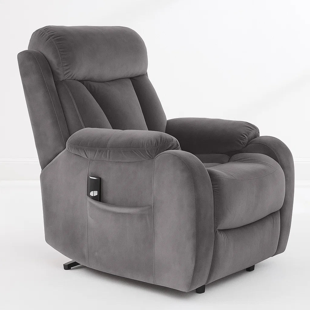 Silver Brown Electric Recliner Accent Chair 31" Wide Side View