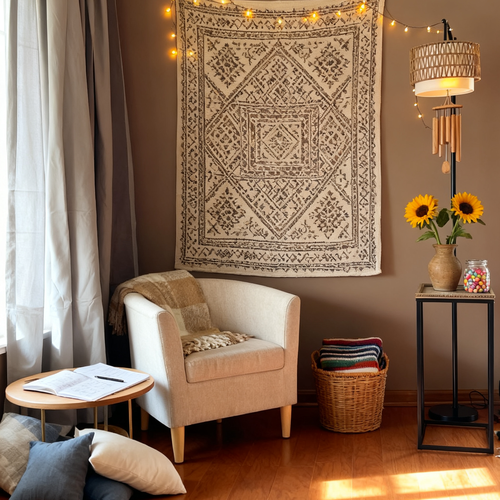 sherpa accent chair located at the foot of the bedroom, a new reading corner