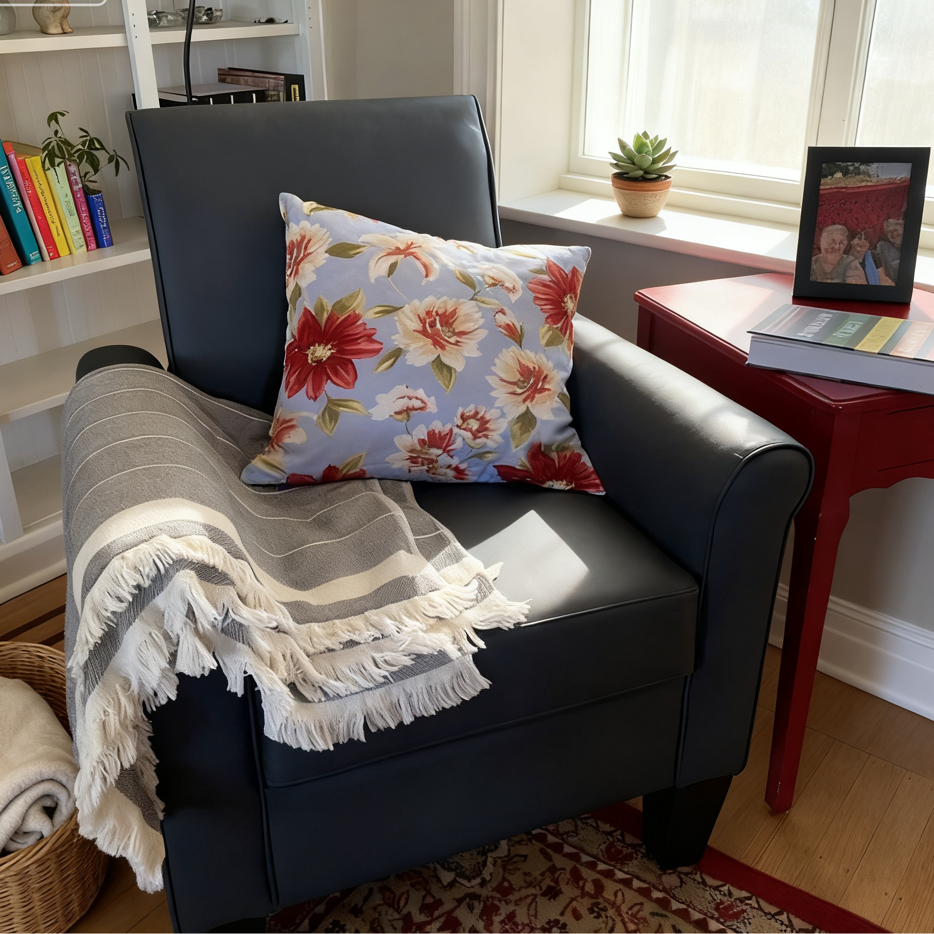 faux leather accent chair, 28.5-inch width, small-space friendly