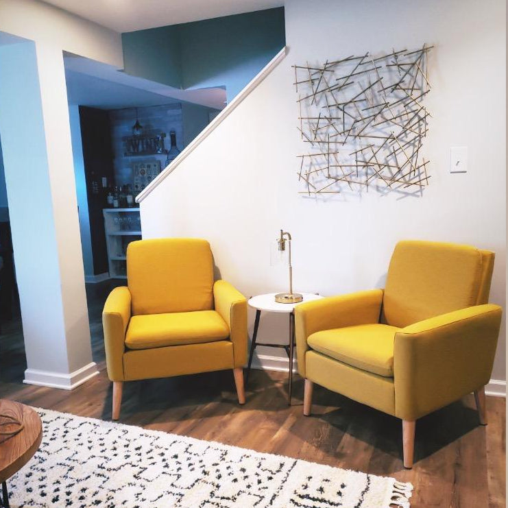 set of 2 fabric accent chair in small corner