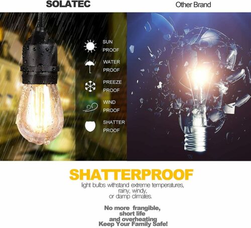 48FT Outdoor Garden LED Waterproof String Lights