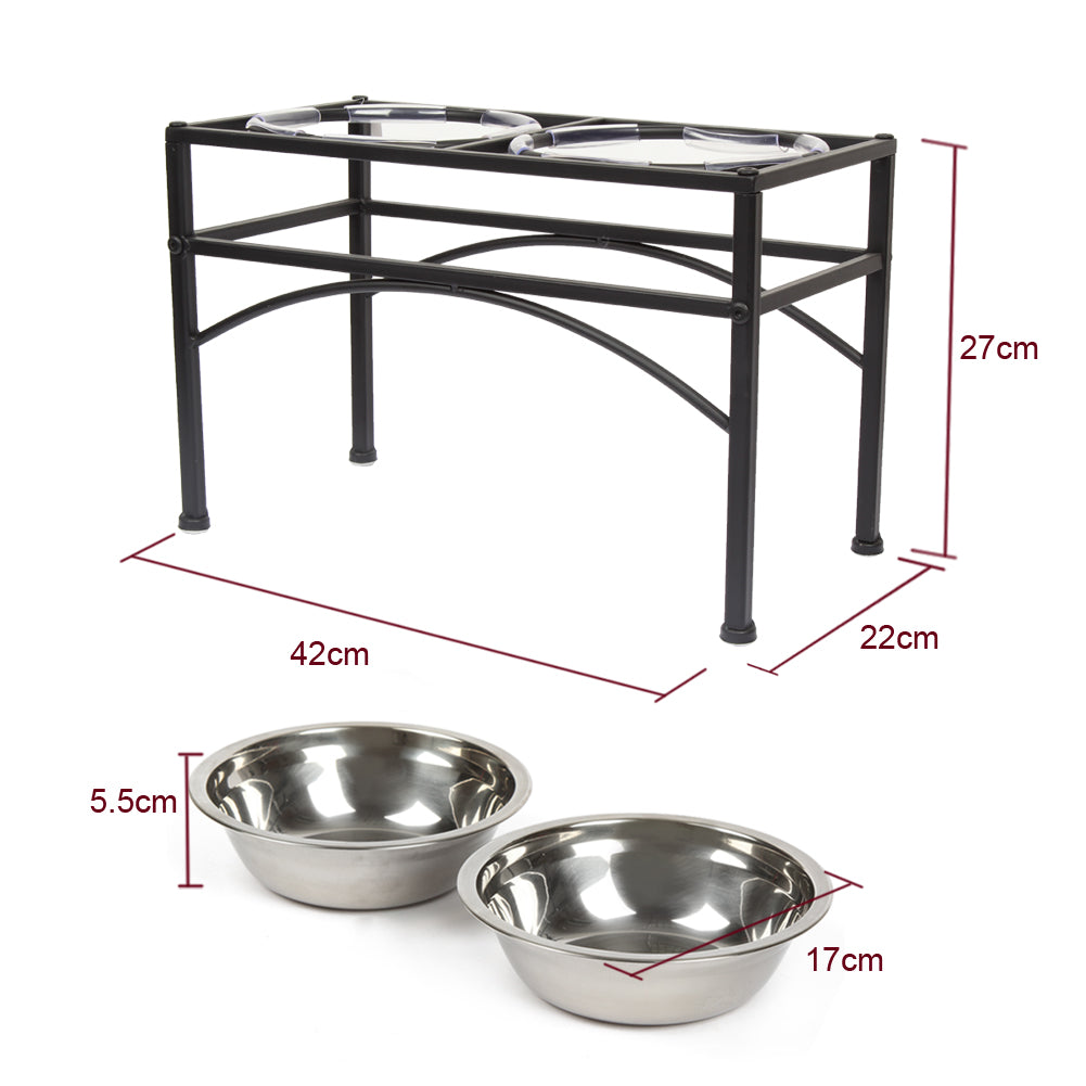 Double Elevated Pet Stainless Steel Food Stand Tray