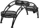 Arch Plant Stand Metal Patio Stand Rack with 3 holder (Black)