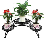 Arch Plant Stand Metal Patio Stand Rack with 3 holder (Black)