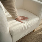 Medium shot of cloud-soft sherpa upholstery texture