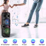 CURUK 6000W Portable Bluetooth Speaker Subwoofer Heavy Bass Sound System Party + Mic