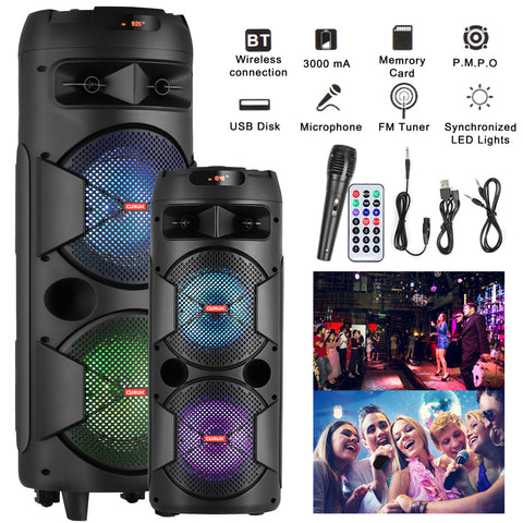 CURUK 6000W Portable Bluetooth Speaker Subwoofer Heavy Bass Sound System Party + Mic