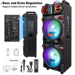 CURUK 9000W Portable Bluetooth Speaker Heavy Bass Sound System Party Dual10" Subwoofer