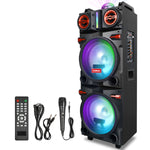CURUK 9000W Portable Bluetooth Speaker Heavy Bass Sound System Party Dual10" Subwoofer