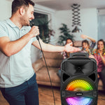 CURUK 1000W Portable Bluetooth Speaker Karaoke Party Sound System FM LED Lights w/mic