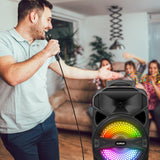 CURUK 1000W Portable Bluetooth Speaker Karaoke Party Sound System FM LED Lights w/mic