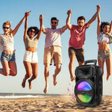 CURUK 1000W Portable Bluetooth Speaker Karaoke Party Sound System FM LED Lights w/mic