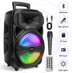 CURUK 1000W Portable Bluetooth Speaker Karaoke Party Sound System FM LED Lights w/mic