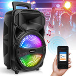 CURUK 1000W Portable Bluetooth Speaker Karaoke Party Sound System FM LED Lights w/mic