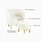 Product dimensions for sherpa chair and ottoman set