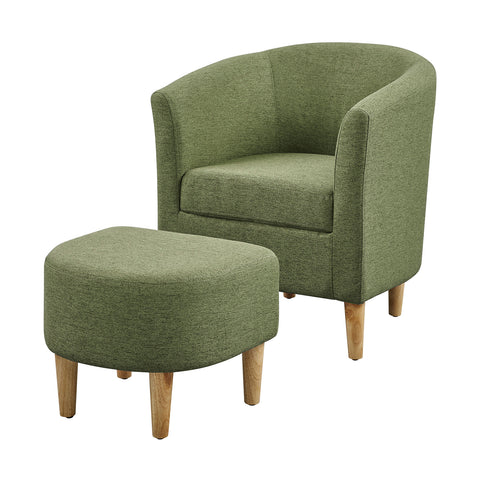 Accent Chair with Ottoman Soft Accent Curved Armchair Seat with Ottoman Green