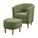 Set of 2 Accent Chair with Ottoman Soft Accent Curved Armchair Seat with Ottoman Green