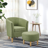 Accent Chair with Ottoman Soft Accent Curved Armchair Seat with Ottoman Green