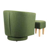 Set of 2 Swivel Accent Chair with Ottoman 360 Degree Swive Chair Green