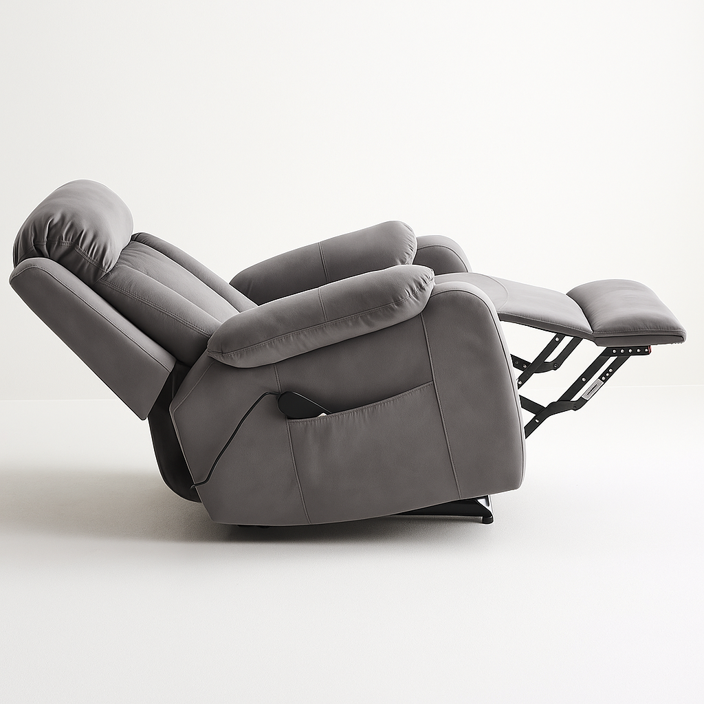 Silver Brown Electric Recliner Accent Chair 31" Wide Side View 2