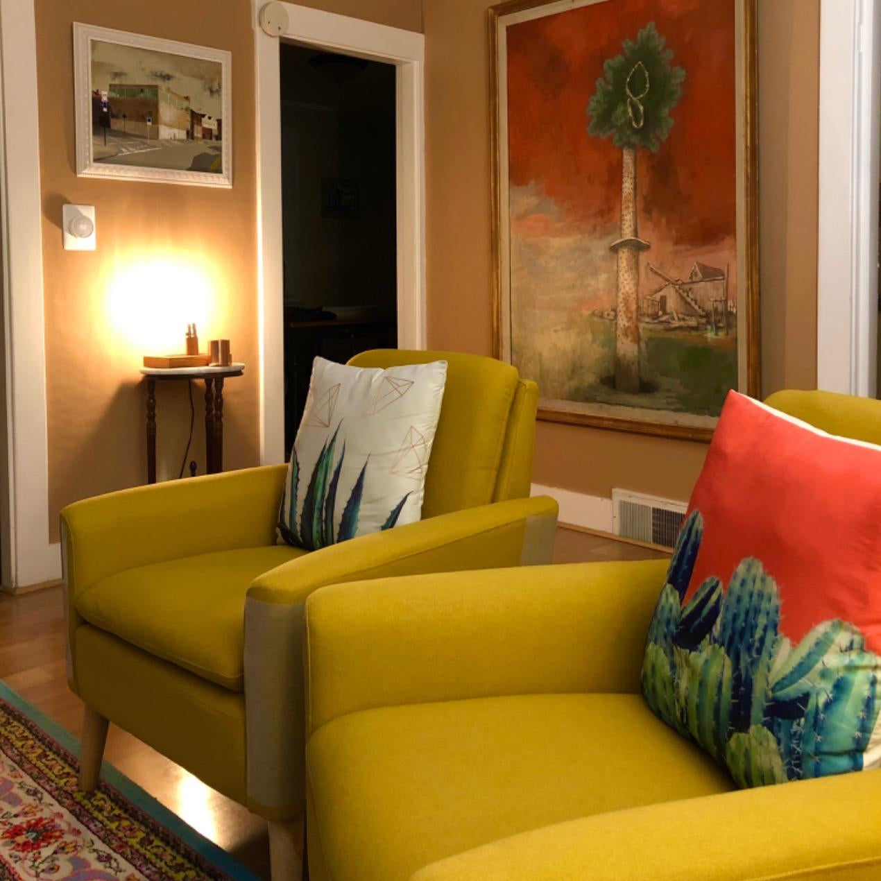 yellow modern accent chair,in small living roon