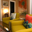 yellow modern accent chair,in small living roon