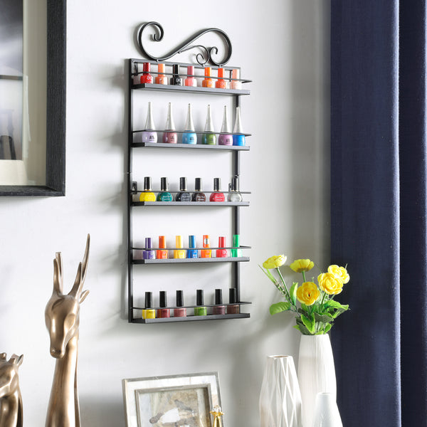 Amazon.com: PANA 6 Tier Large Wall Mounted Metal Nail Polish Organizer Rack  for Home, Spas, and Busines Salons (Black, 1pc) : Beauty & Personal Care