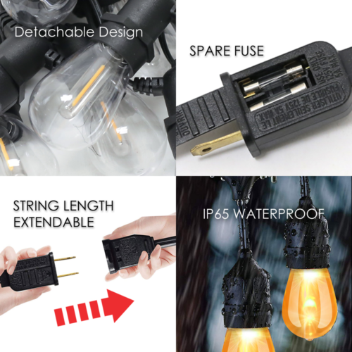 48FT Outdoor Garden LED Waterproof String Lights