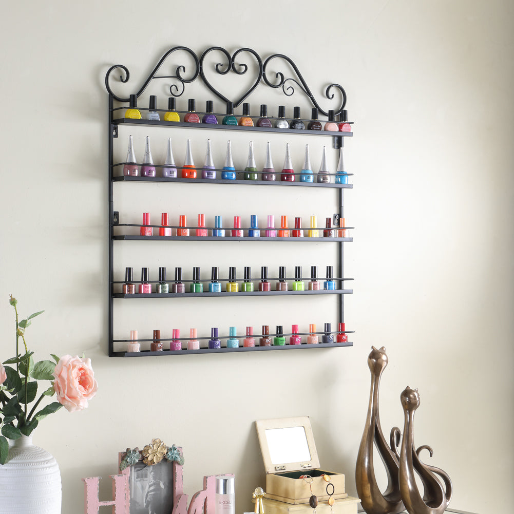 Black Acrylic 6 Shelf Wall Mounted Salon Style Nail Polish Rack Displa –  MyGift
