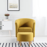 Soft Accent Curved Armchair Seat with Ottoman