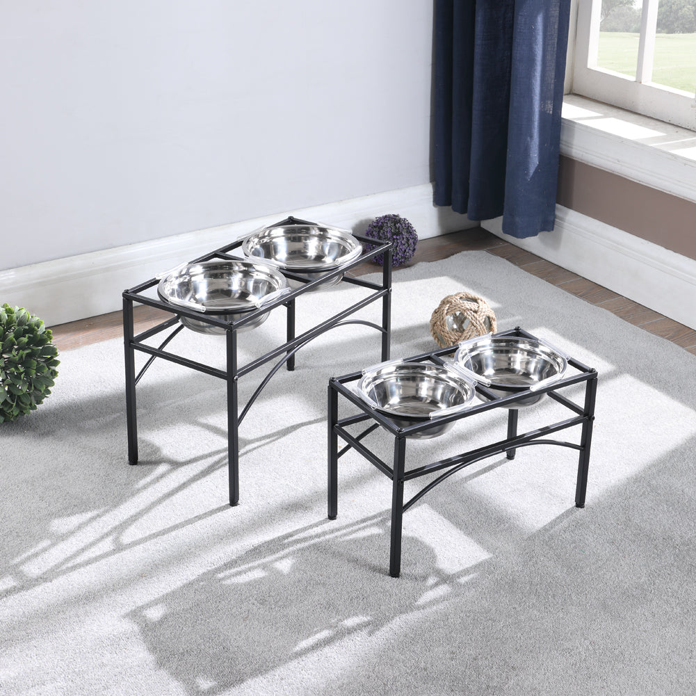 Double Elevated Pet Stainless Steel Food Stand Tray