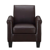 Modern Faux Leather Accent Chair Living Room Arm Chairs Comfy Single Sofa Chair Black Espresso